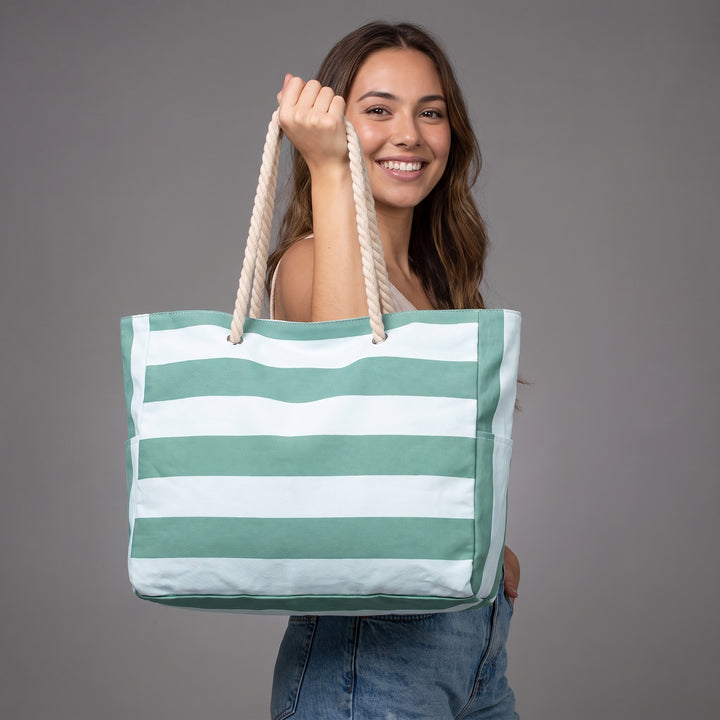 Cabana Striped Rope Handle Tote
