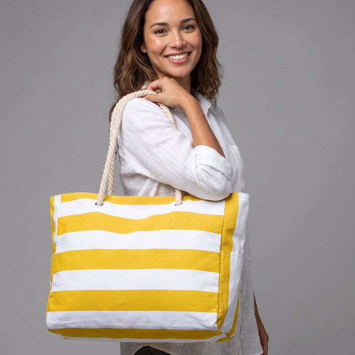Cabana Striped Rope Handle Tote