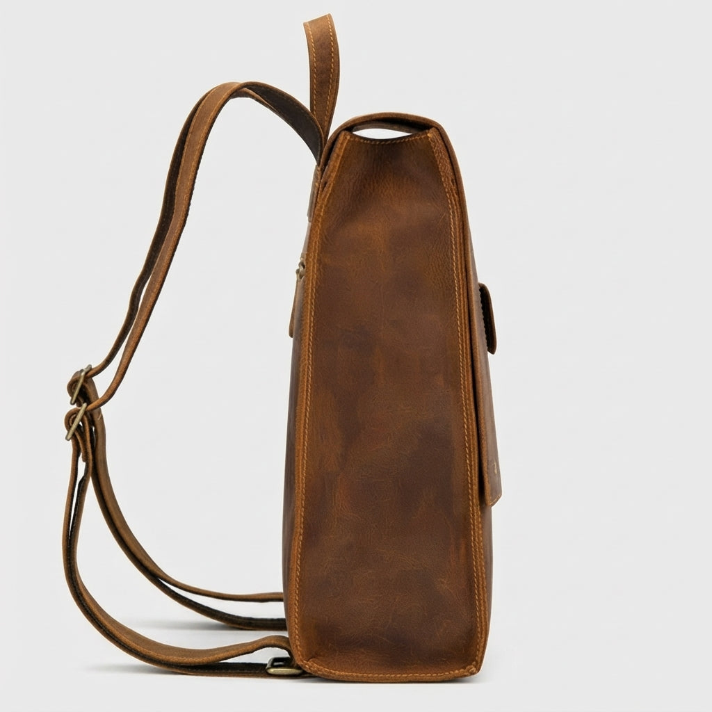 Wesley Leather Flap Backpack