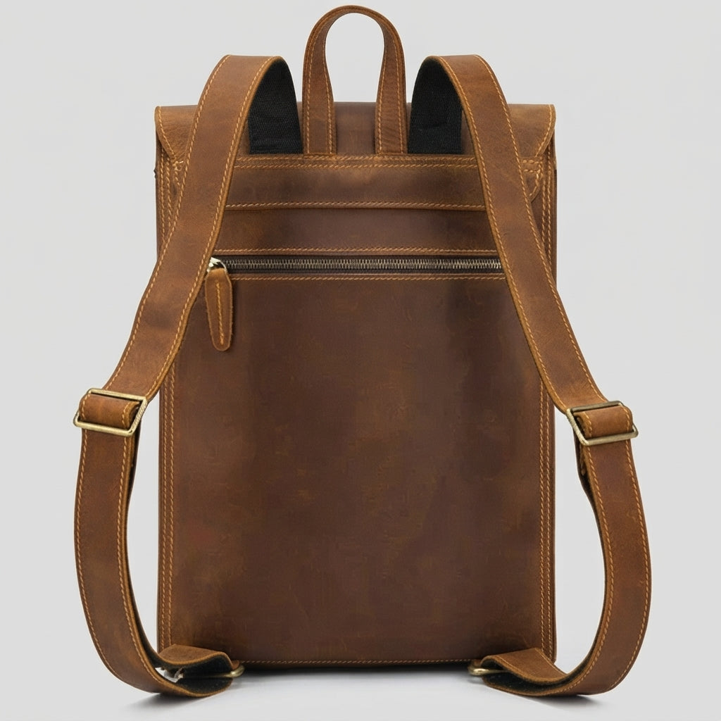 Wesley Leather Flap Backpack