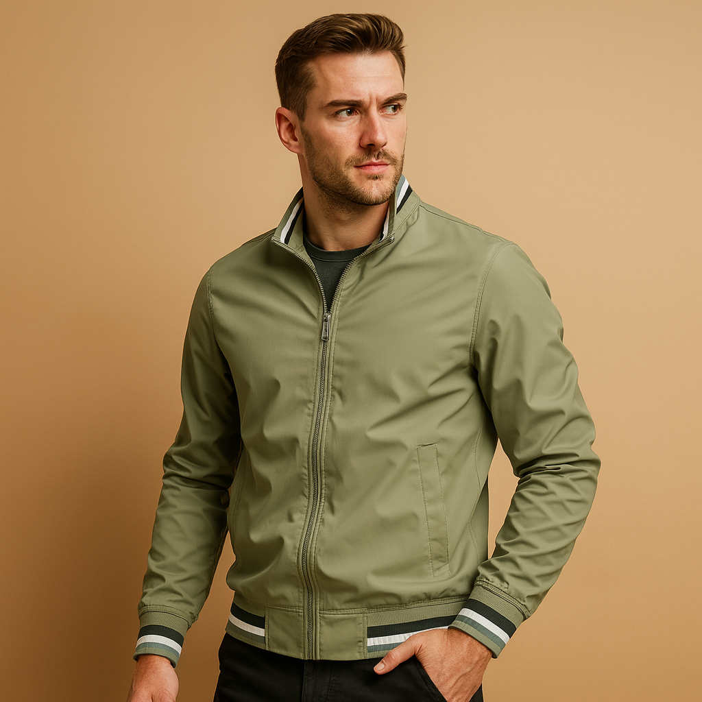 Leo Striped Trim Bomber Jacket