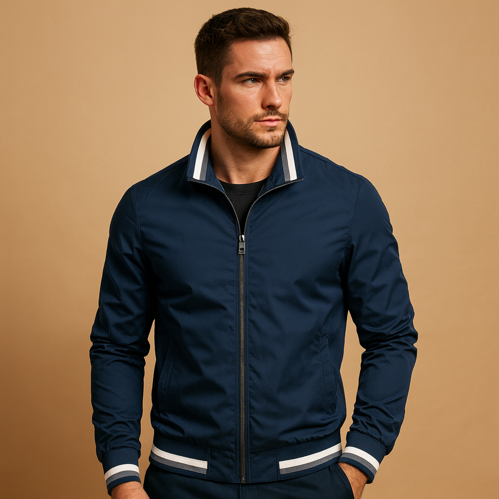 Leo Striped Trim Bomber Jacket