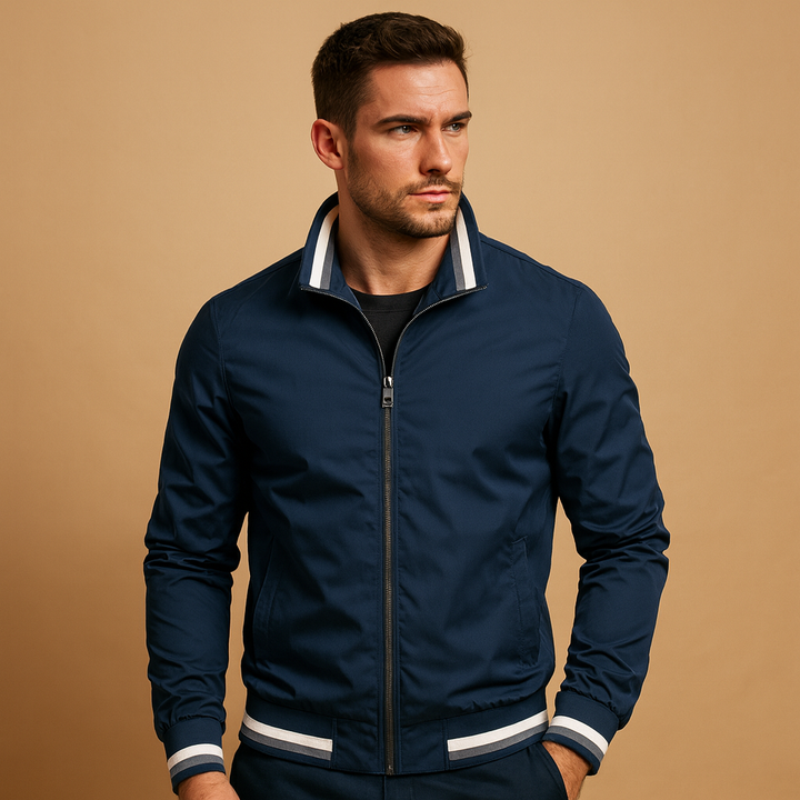 Leo Striped Trim Bomber Jacket