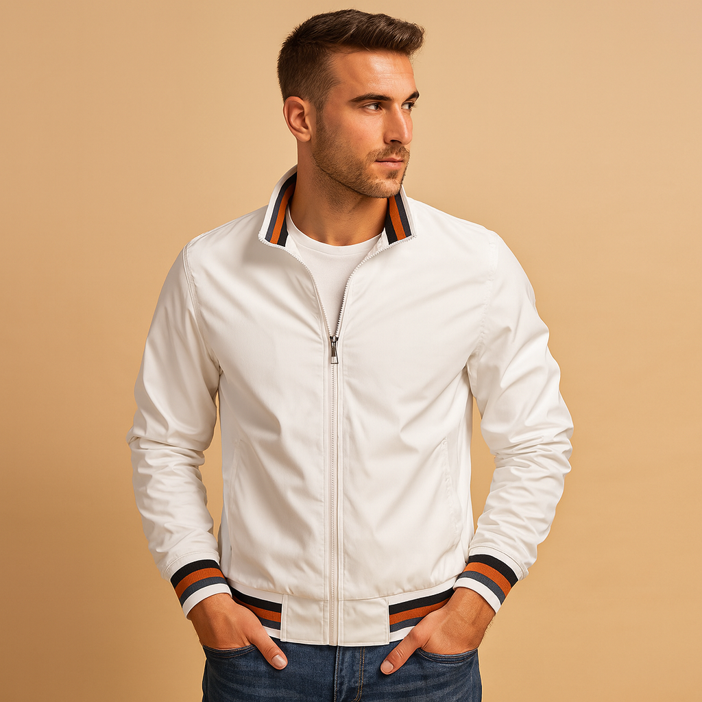Leo Striped Trim Bomber Jacket