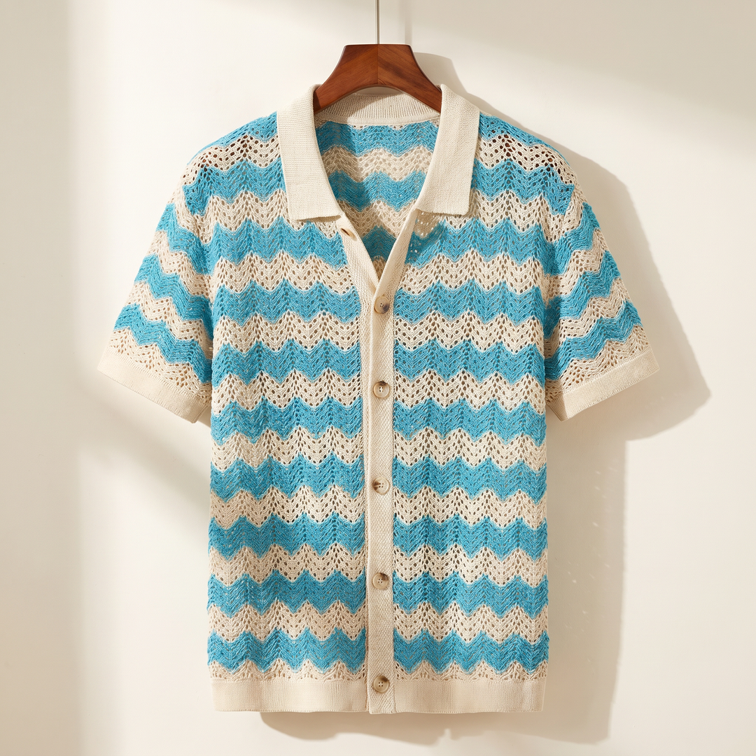 Enzo Wave Crochet Knit Shirt
