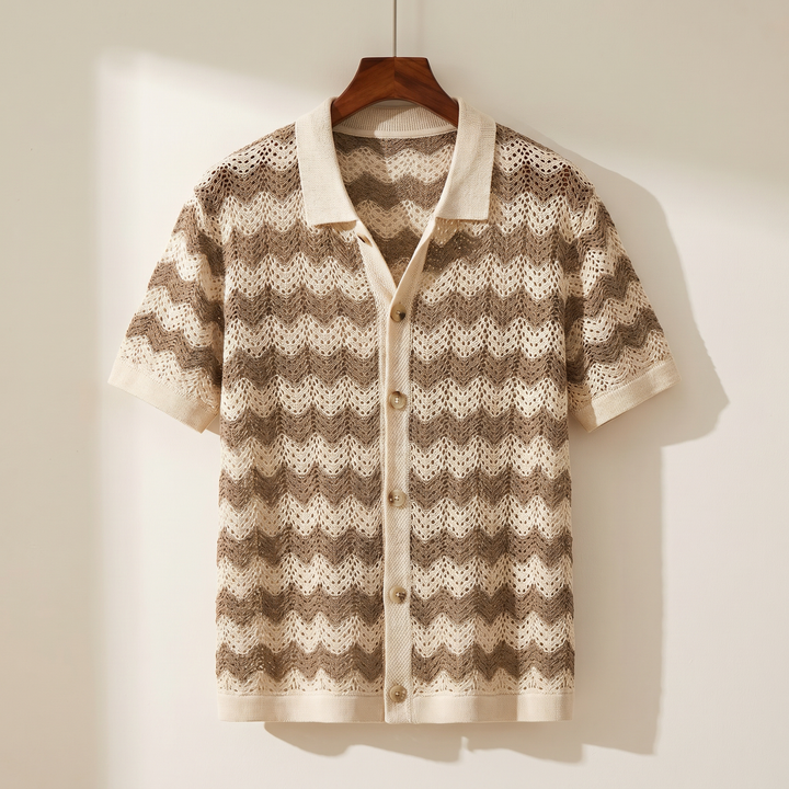 Enzo Wave Crochet Knit Shirt