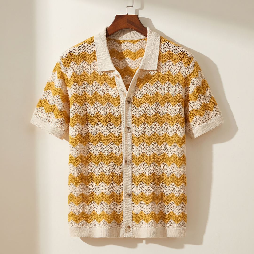 Enzo Wave Crochet Knit Shirt