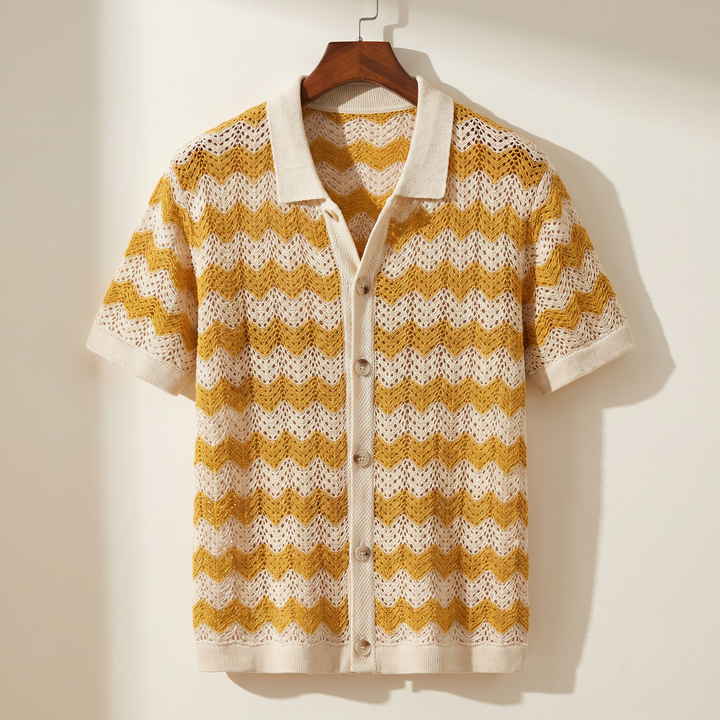 Enzo Wave Crochet Knit Shirt