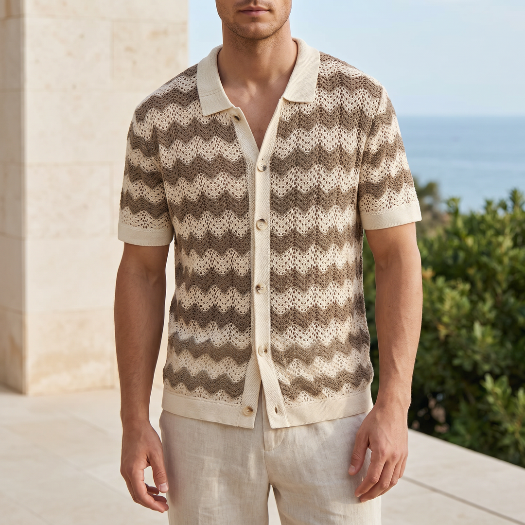 Enzo Wave Crochet Knit Shirt