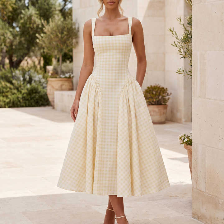 Clara Plaid Midi Sundress