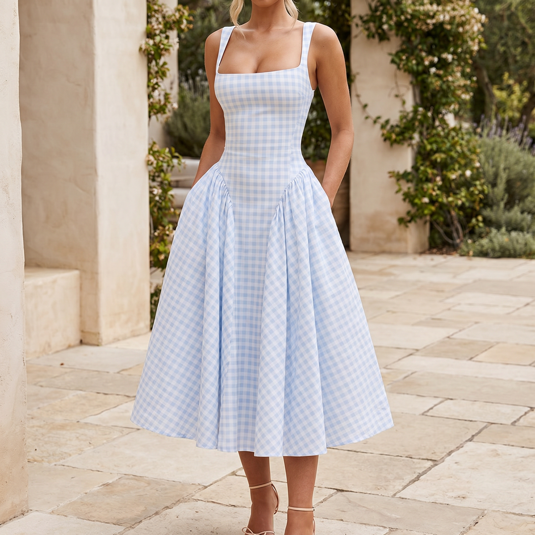 Clara Plaid Midi Sundress
