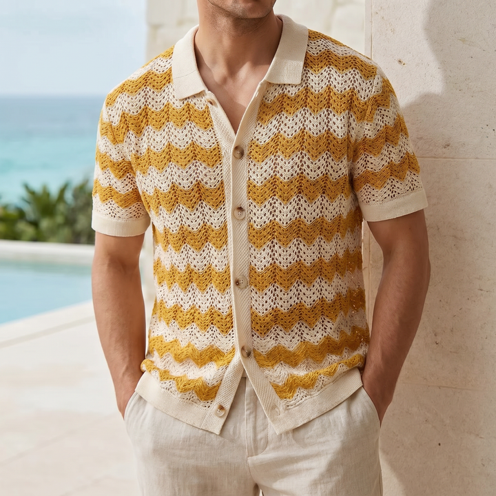 Enzo Wave Crochet Knit Shirt