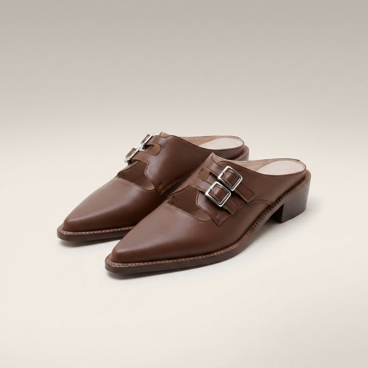 Adeline Double Strap Heeled Mule