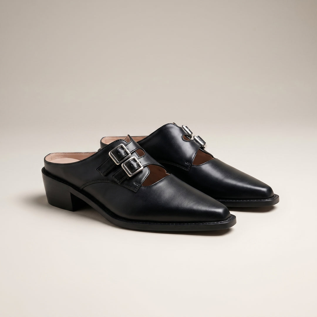 Adeline Double Strap Heeled Mule