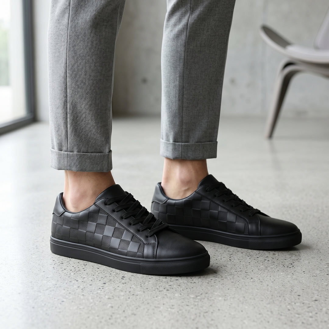 Luca Checker Leather Low Top Sneaker