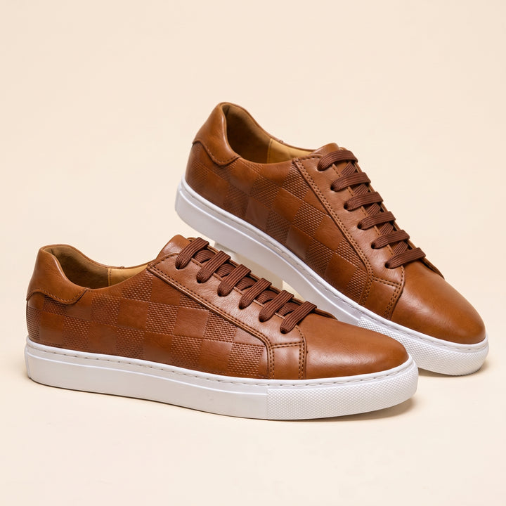 Luca Checker Leather Low Top Sneaker