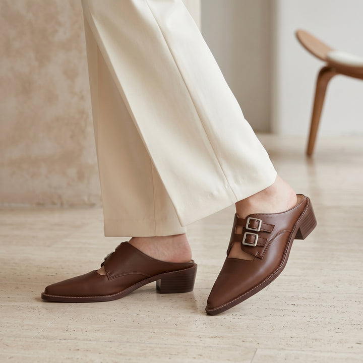 Adeline Double Strap Heeled Mule