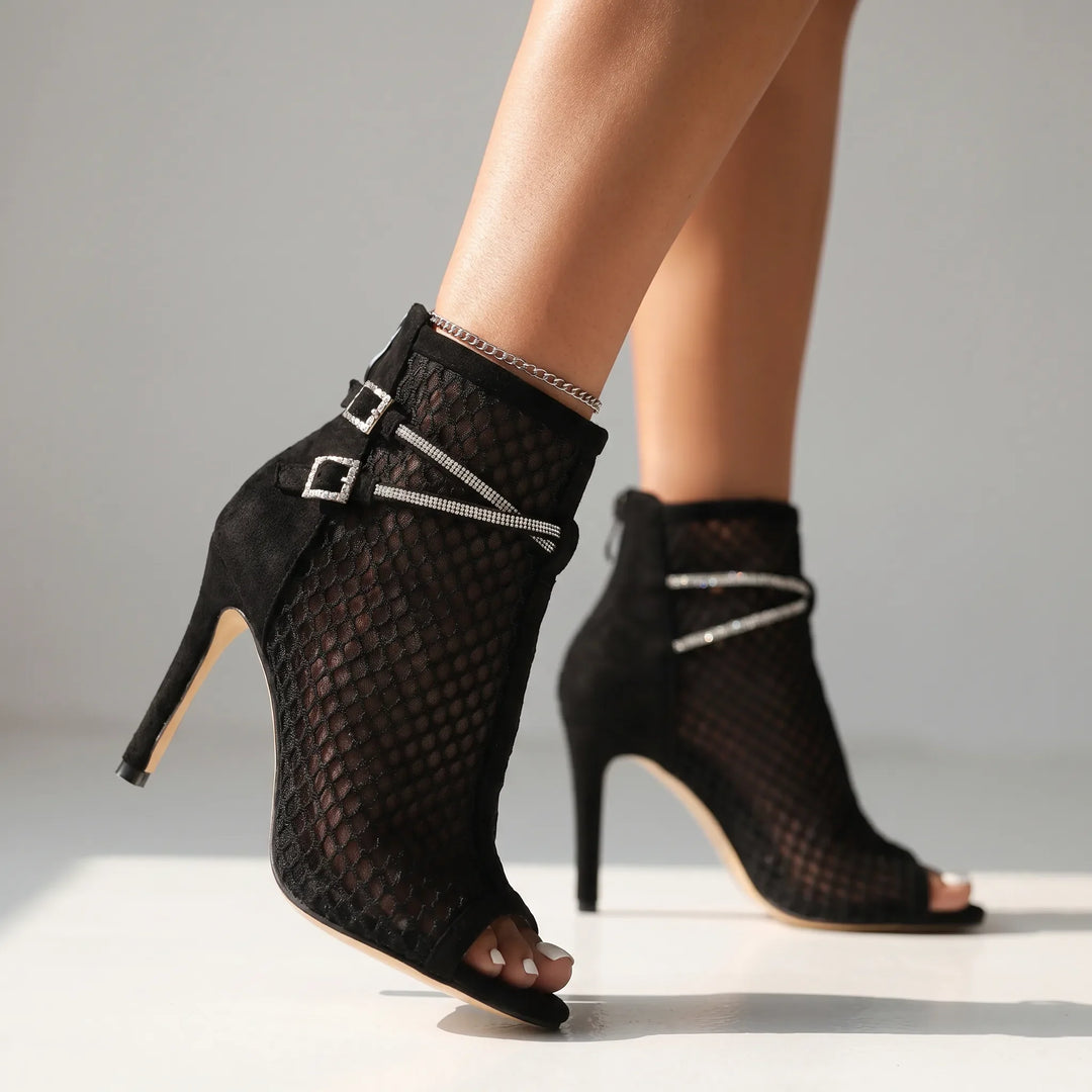 Vivienne Mesh Crystal Strap Heels